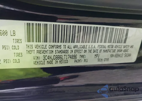 2020 Jeep Compass Latitude 4X4 из США, поврежденный, VIN 3C4NJDBB6LT174896